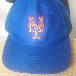 Blue NY baseball hat adjustable  bling monogram